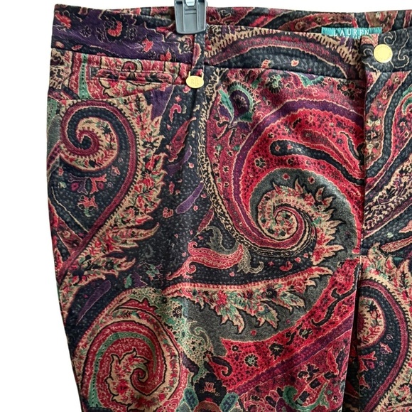 LAUREN RALPH LAUREN Vintage Velvet Paisley Preppy Colorful Y2K Pants Size 20W - Picture 3 of 8